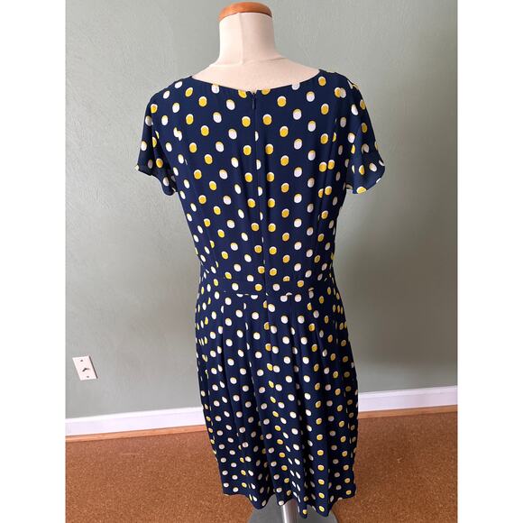 Talbots Womens Size 10 Blue Polka Dot Flutter Sleeve Knee Length Fit Flare Dress - Picture 11 of 12